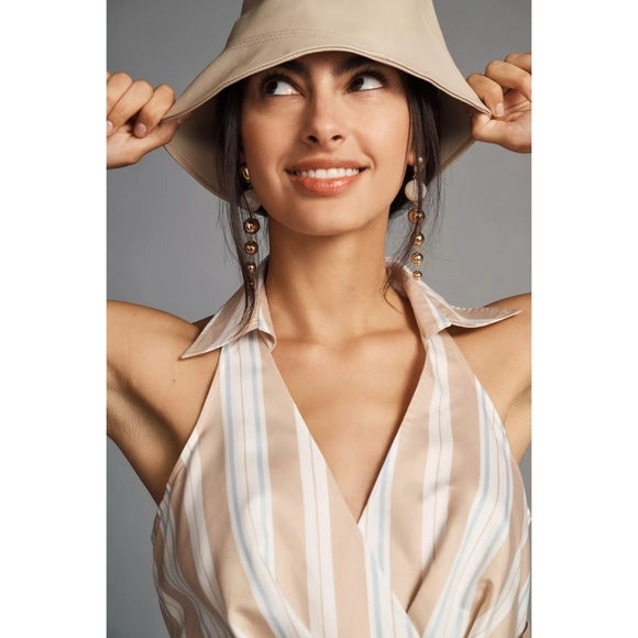 NWT Anthropologie X Maeve Assymetrical Wrap Halter Neck Shirt Dress Size 6 - Picture 2 of 11